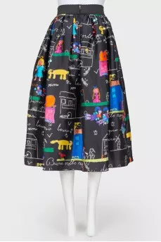 Black skirt with an abstract print