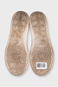Blue suede logo slip-ons
