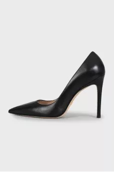 High-heeled leather pumps