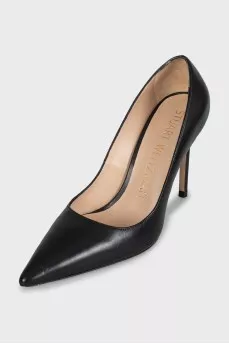 High-heeled leather pumps