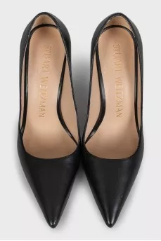 High-heeled leather pumps