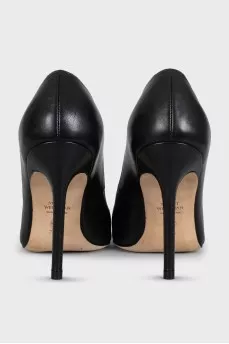 High-heeled leather pumps