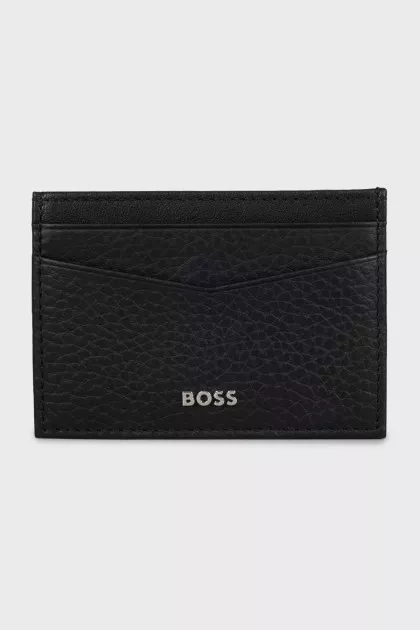 Men's leather cardholder with logo