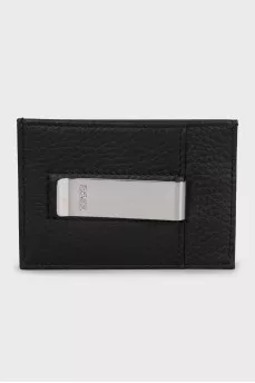 Men's leather cardholder with logo