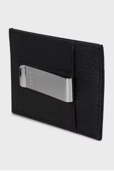 Men's leather cardholder with logo