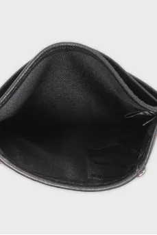 Men's leather cardholder with logo