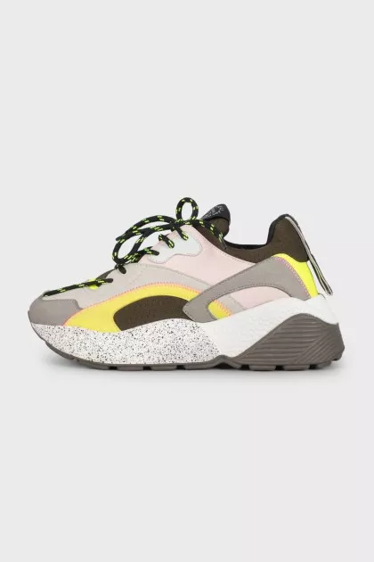 Combined sneakers with accent inserts