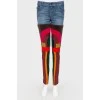 Color contrasting fabric combination jeans