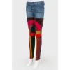 Color contrasting fabric combination jeans