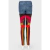 Color contrasting fabric combination jeans