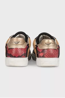 Leather sneakers with accent inserts