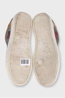 Leather sneakers with accent inserts
