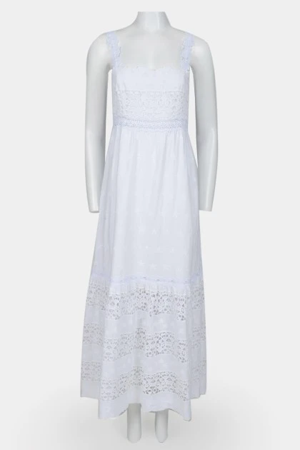White maxi lace inserts sarafan