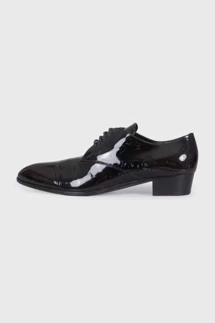 Dark burgundy patent leather derby shoes
