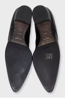 Dark burgundy patent leather derby shoes