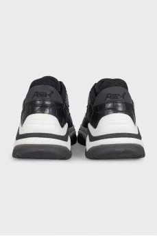 Black leather sneakers with a chunky sole
