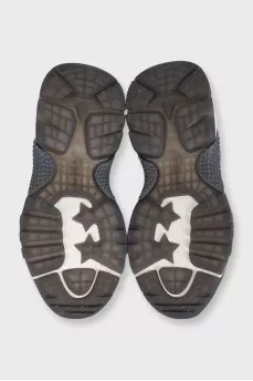 Black leather sneakers with a chunky sole