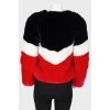 Three-color fur coat