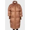 Down fur collar jacket long
