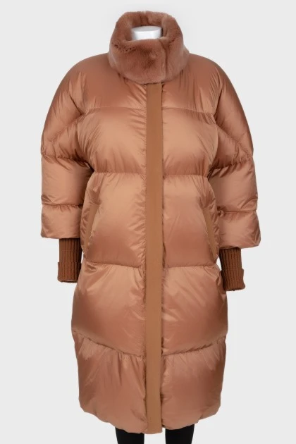 Down fur collar jacket long