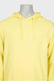 Men's yellow hoodie with branded patch