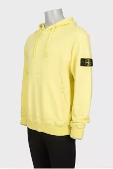 Men's yellow hoodie with branded patch