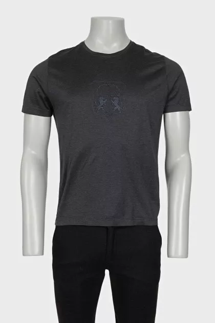 Men's gray T-shirt with embroidered logo