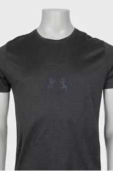 Men's gray T-shirt with embroidered logo