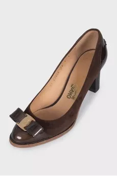 Suede and patent leather high heels