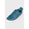 Emerald leather sneakers on lacing