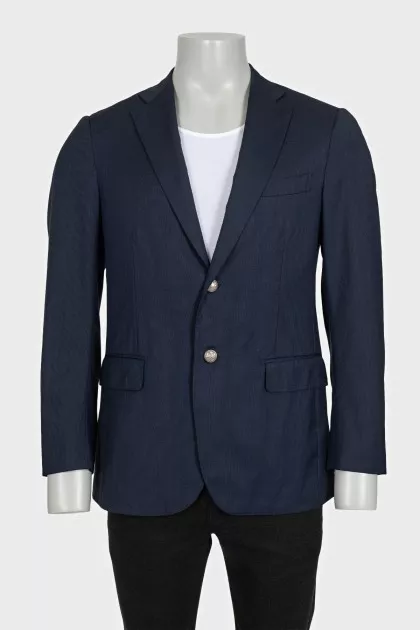 Men's blue single-breasted jacket