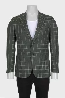 Men's green wool, linen and silk jacket