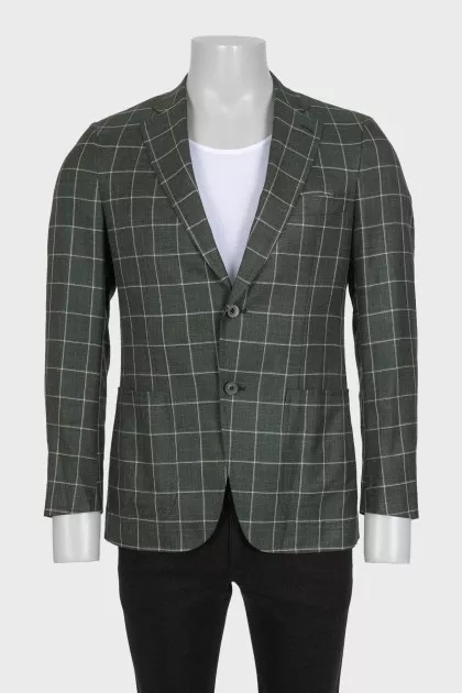 Men's green wool, linen and silk jacket