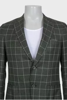 Men's green wool, linen and silk jacket