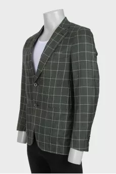 Men's green wool, linen and silk jacket