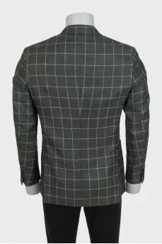 Men's green wool, linen and silk jacket
