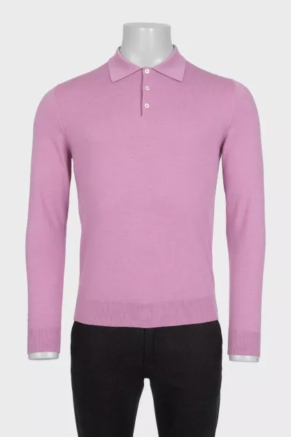 Men's purple wool polo shirt