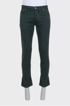 Men's green jeans with buttons
