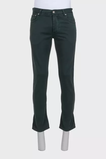 Men's green jeans with buttons