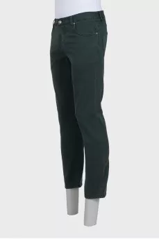 Men's green jeans with buttons