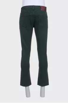 Men's green jeans with buttons