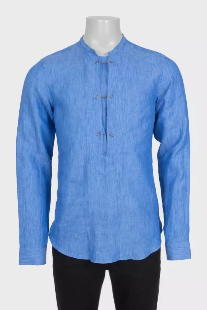 Мужская льняная рубашка slim fit