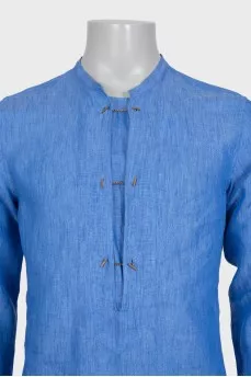 Мужская льняная рубашка slim fit
