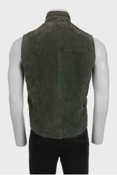 Men's reversible suede vest with zipper