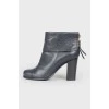 Leather zipper back booties