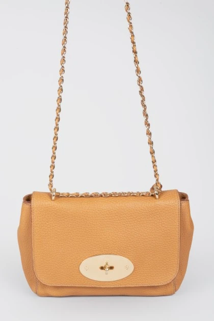 Brown leather bag on a swivel fastener