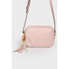 Pink leather zipper handbag