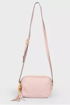 Pink leather zipper handbag