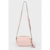 Pink leather zipper handbag