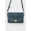 Emerald leather bag with bow